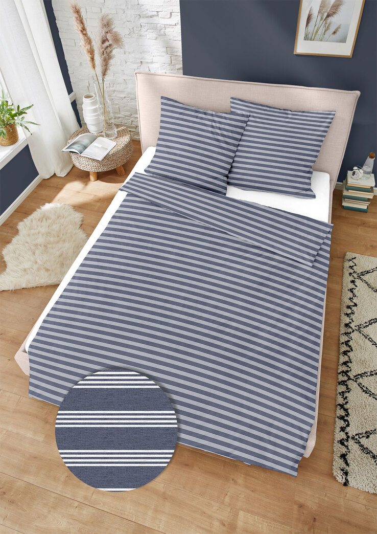 DORMISETTE Jersey-Bettwäsche MELANGE 155 x 220 cm dunkelblau