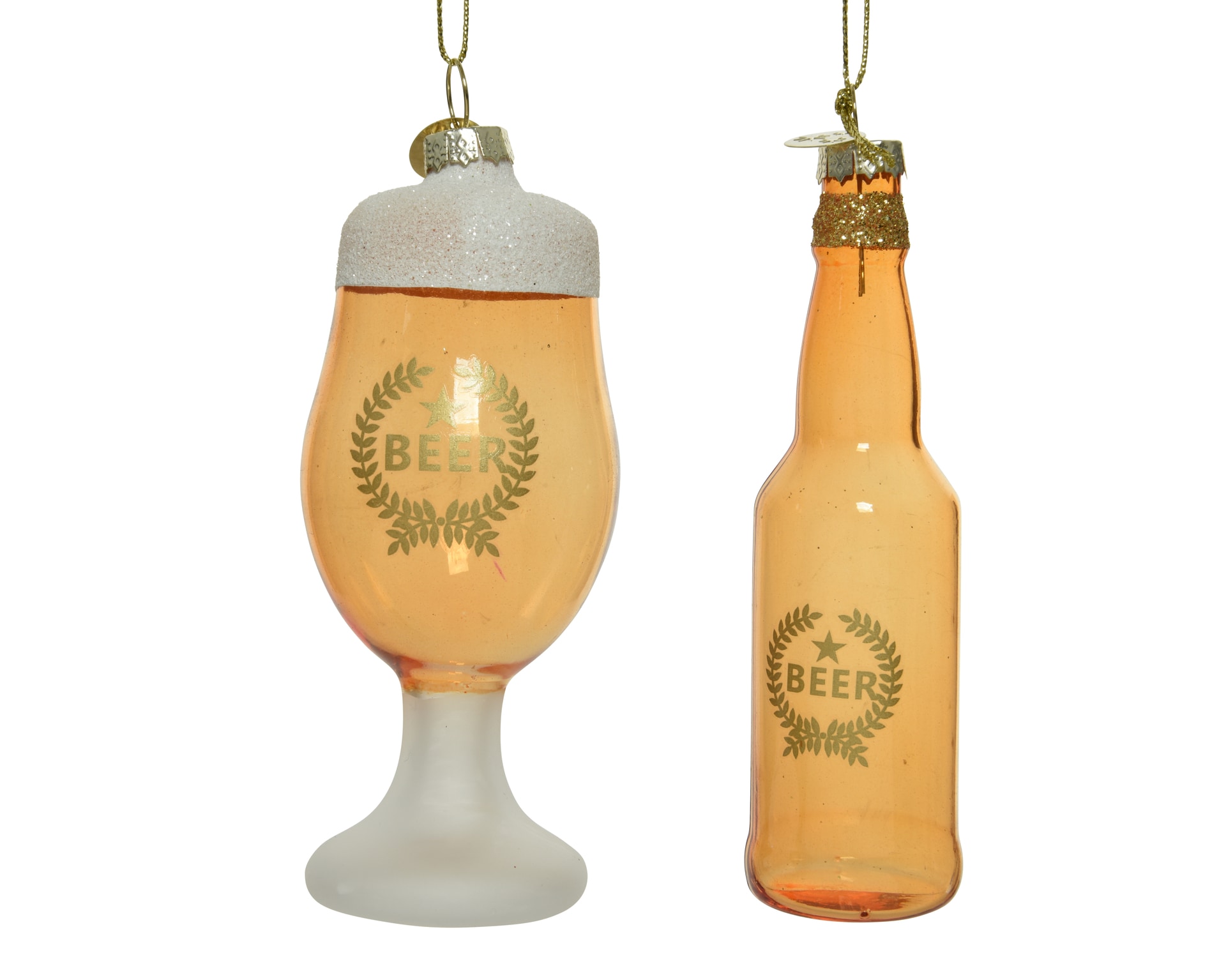 Weihnachtsbaumschmuck Bier-Flasche und Glas 2-teilig mehrfarbig