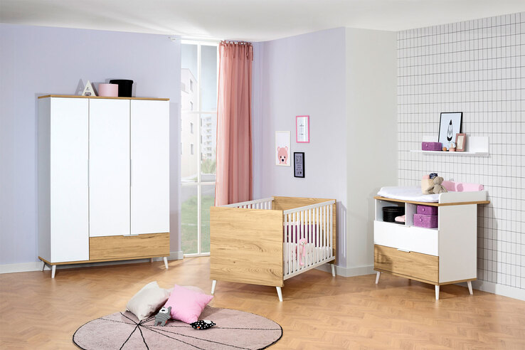 vito Kinderbett MALY 140 x 70 cm Kreideweiß / Eiche Montana