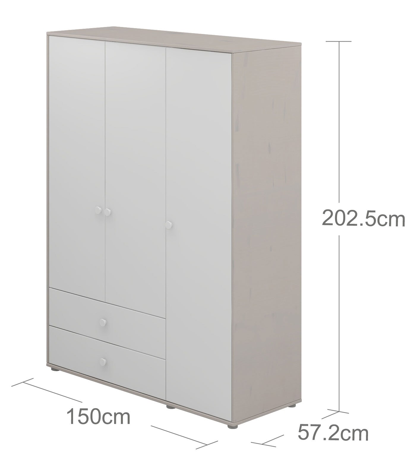 FLEXA Baby-Kleiderschrank CLASSIC grau/ weiß