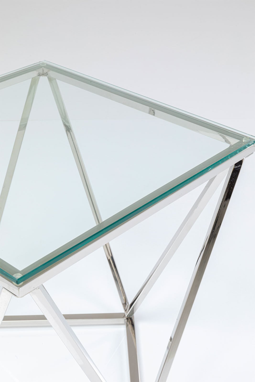 KARE DESIGN Couchtisch CRISTALLO 55 x 50 cm Edelstahl/Glas weiß