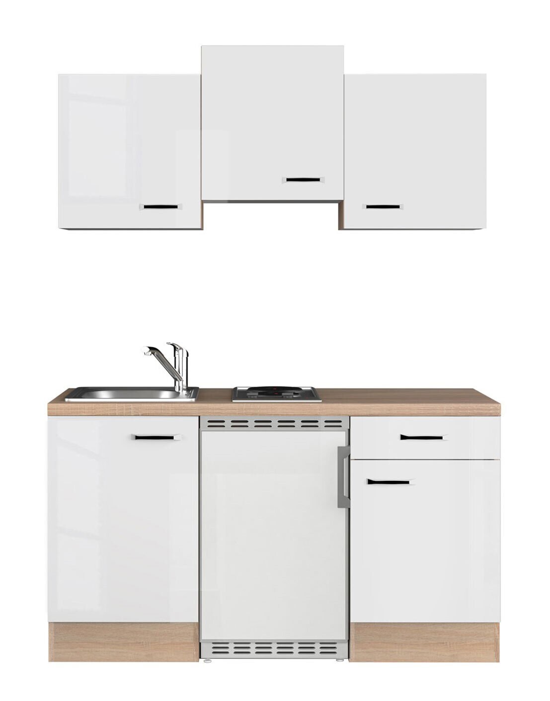 Küchenblock LUKE 150 x 60 cm Weiß Hochglanz / Sonoma Eiche