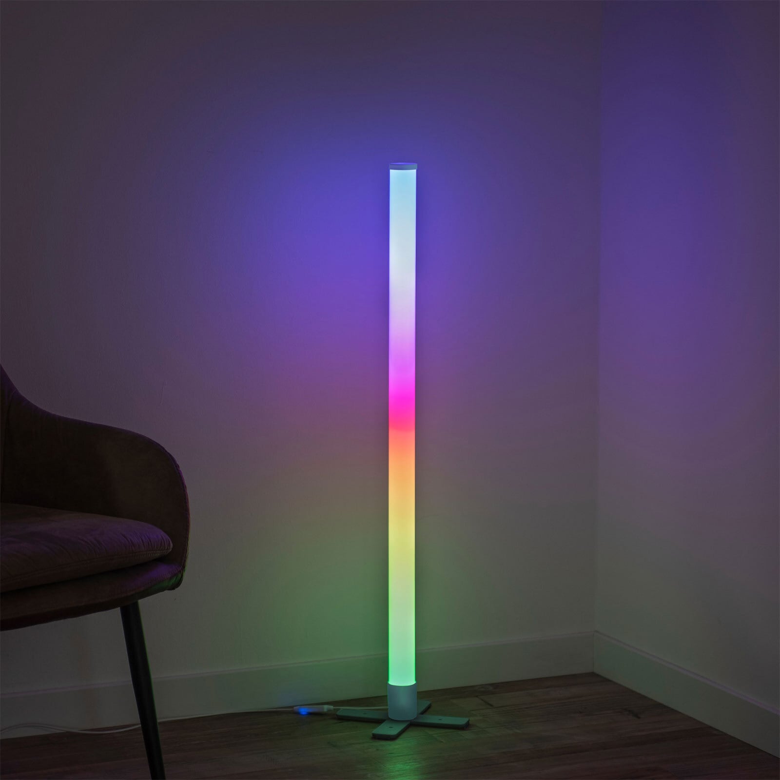 JUST LIGHT LED Stehlampe RINGO Rainbow 100 cm stahlfarbig