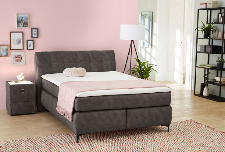Boxspringbett BIANCA 140 x 200 cm grau