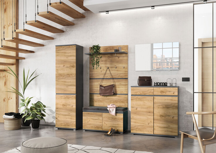 CASAVANTI Schuhschrank ALMADA anthrazit /Navara Eiche NB