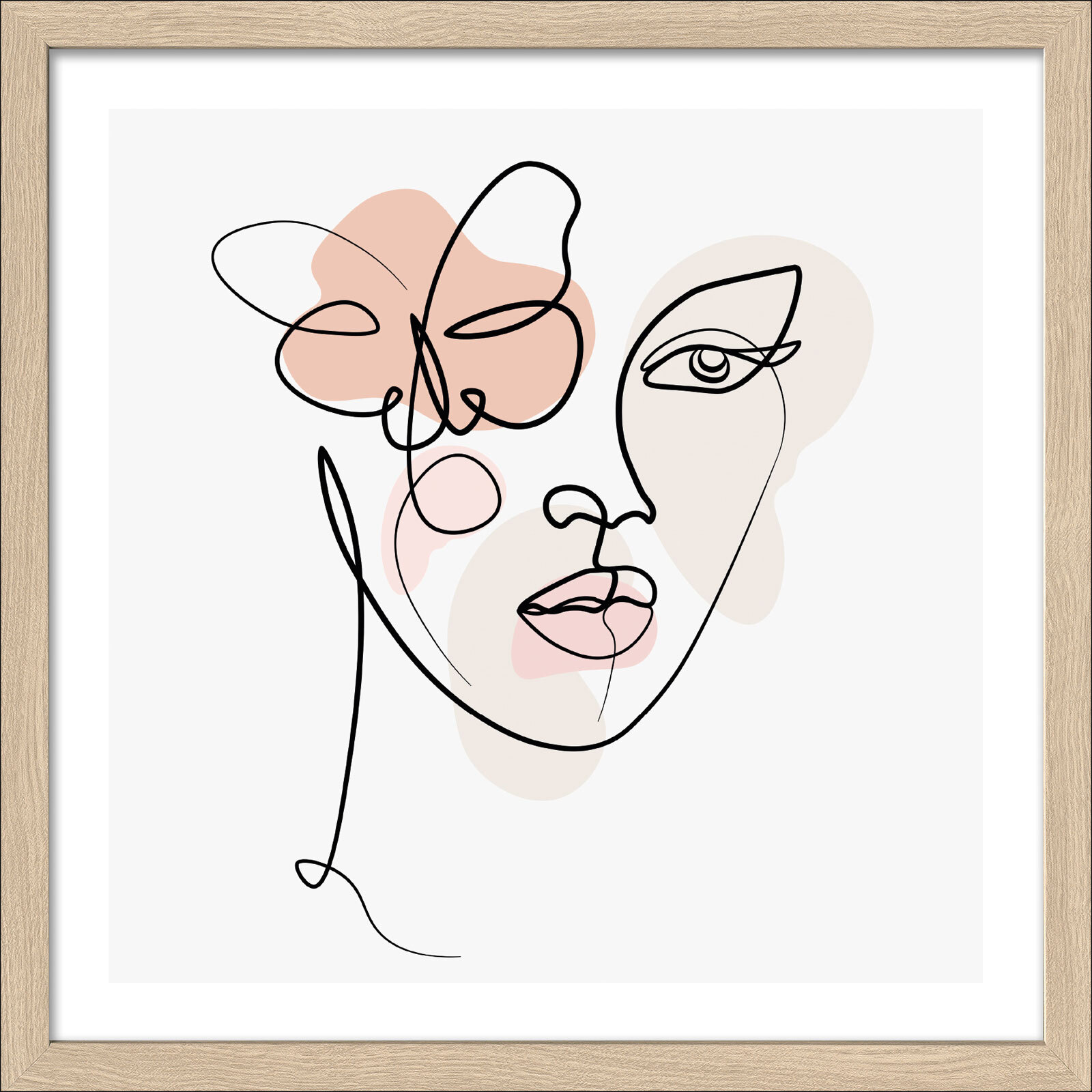 PRO ART Framed Art Bild LINE ART FACES III 33 x 33 cm