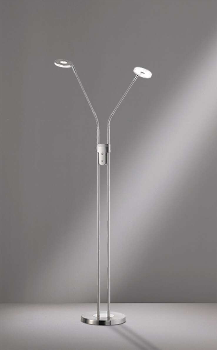 FISCHER & HONSEL LED Stehlampe DENT 2-flg nickelfarbig