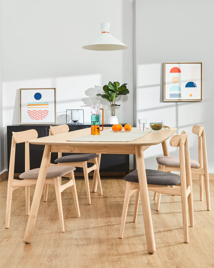 Kave Home Esstisch BATILDE 140 x 70 cm Esche braun
