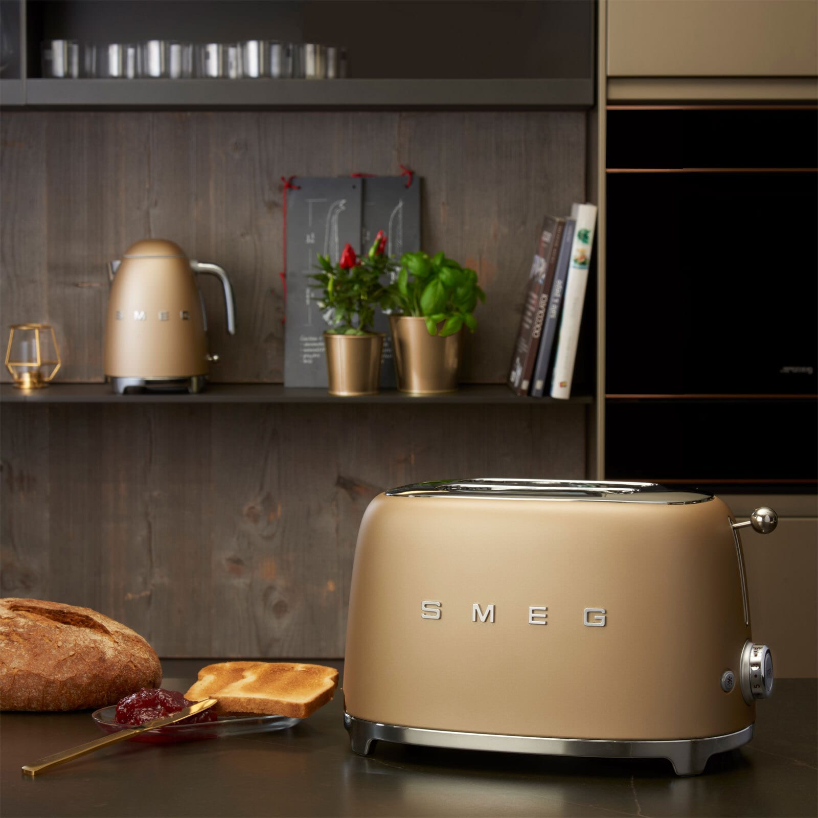 SMEG Toaster 2-Schlitz KOMPAKT Champagner matt