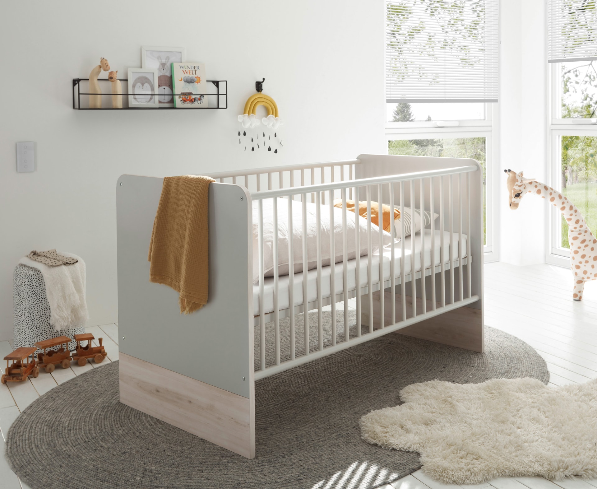 Babybett FIEN grau/ braun