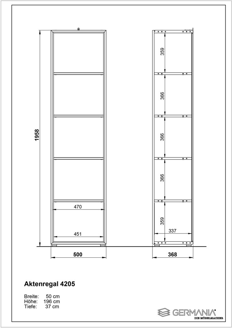 CASAVANTI Aktenregal CADRO 50 x 196 x 37 cm braun