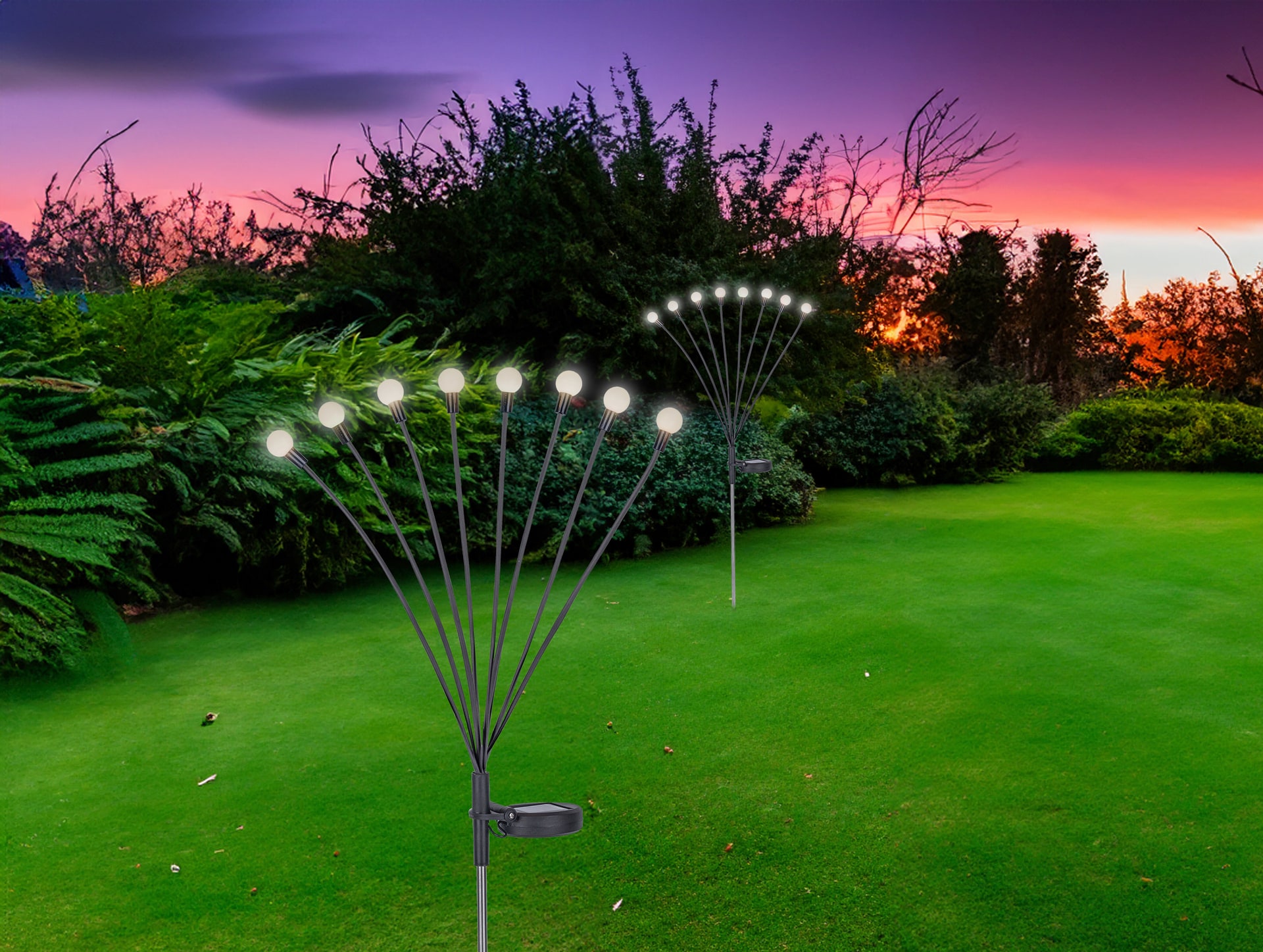 GLOBO LED Solarlampe Gartenspieß GLÜHWÜRMCHEN 7-flg