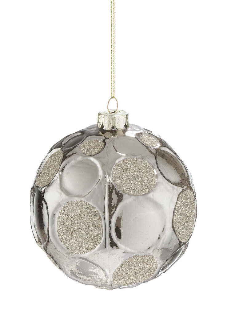 casaNOVA Weihnachtskugel HÜTTENZAUBER 10 cm grau mit goldfarbig