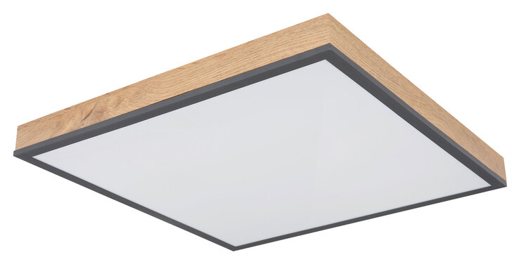 GLOBO LED Deckenlampe DORO 45 x 45 cm Holzoptik /anthrazit