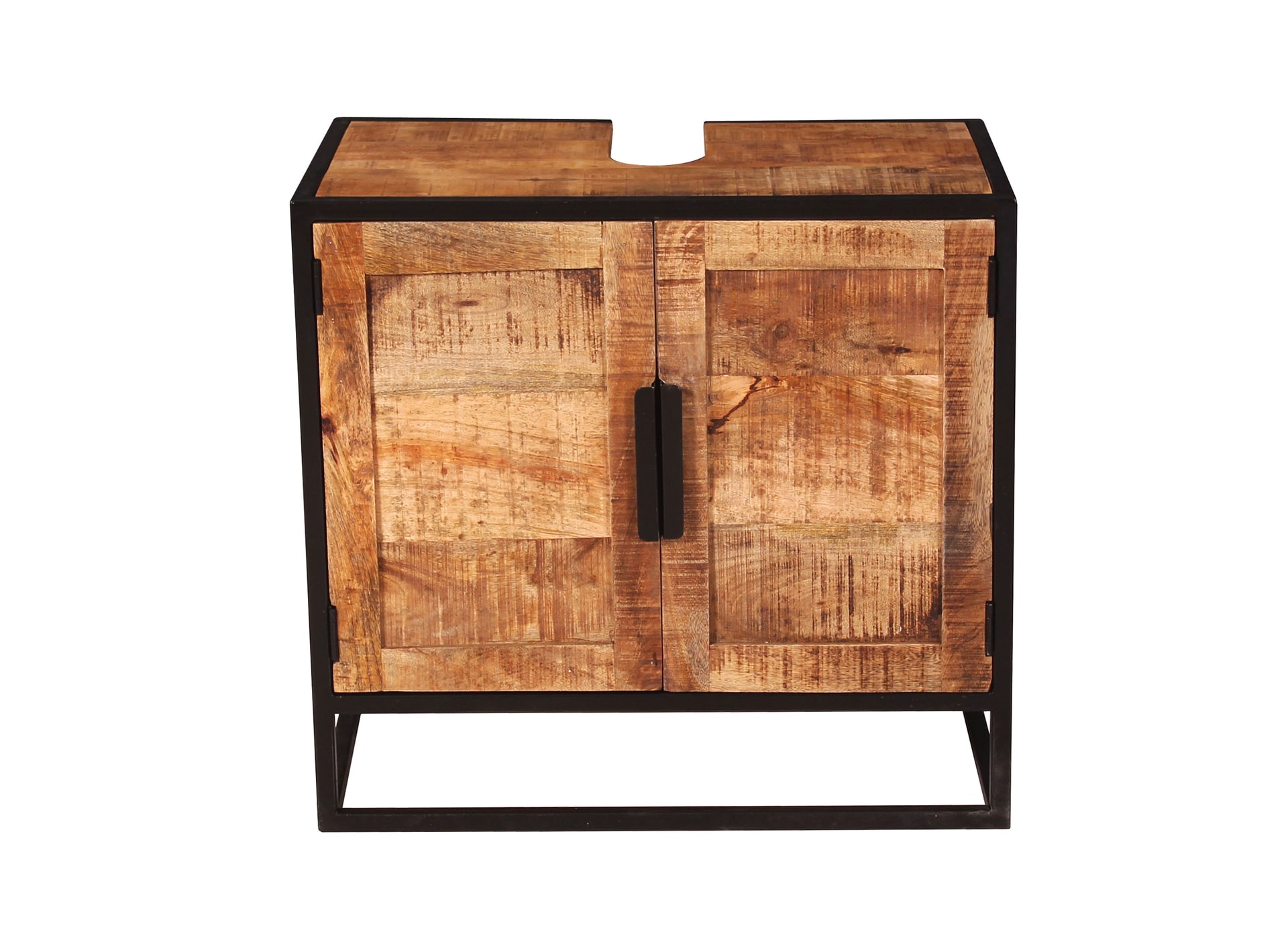 Waschbeckenunterschrank 67 x 62 cm Mangoholz natur/schwarz