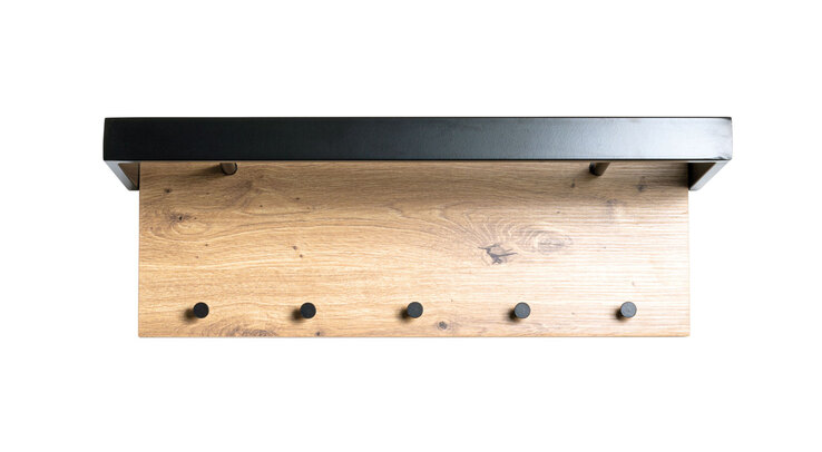 Wandgarderobe 70 x 24 cm Schwarz/ Eiche