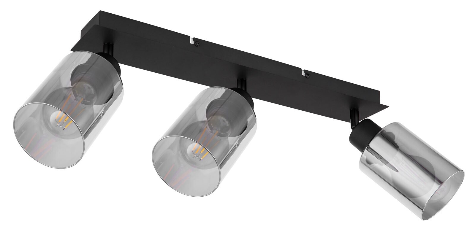 GLOBO Retrofit Deckenlampe HADERA 3 Spots schwarz /Rauchglas