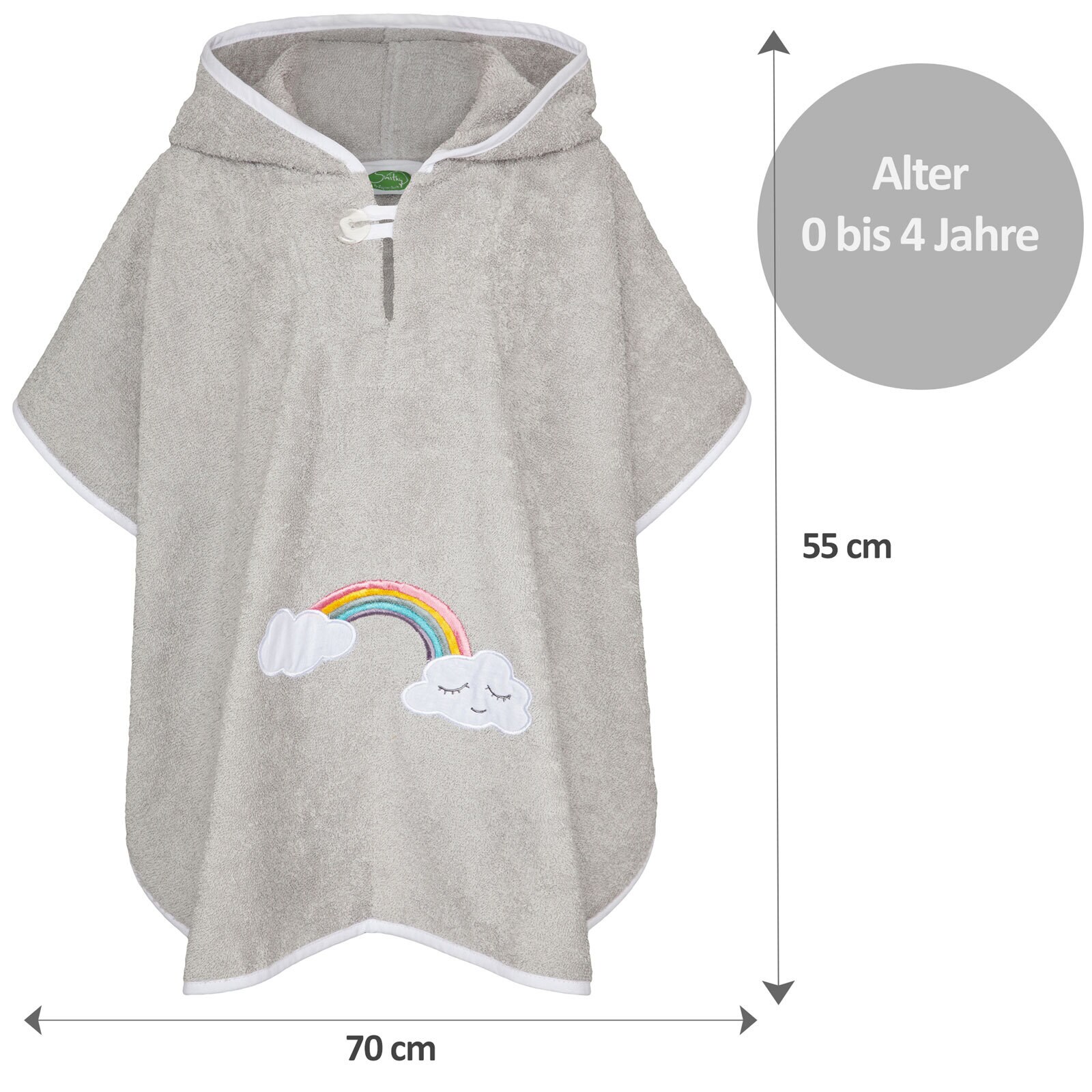 Smithy Badeponcho WOLKE 55 x 70 cm grau