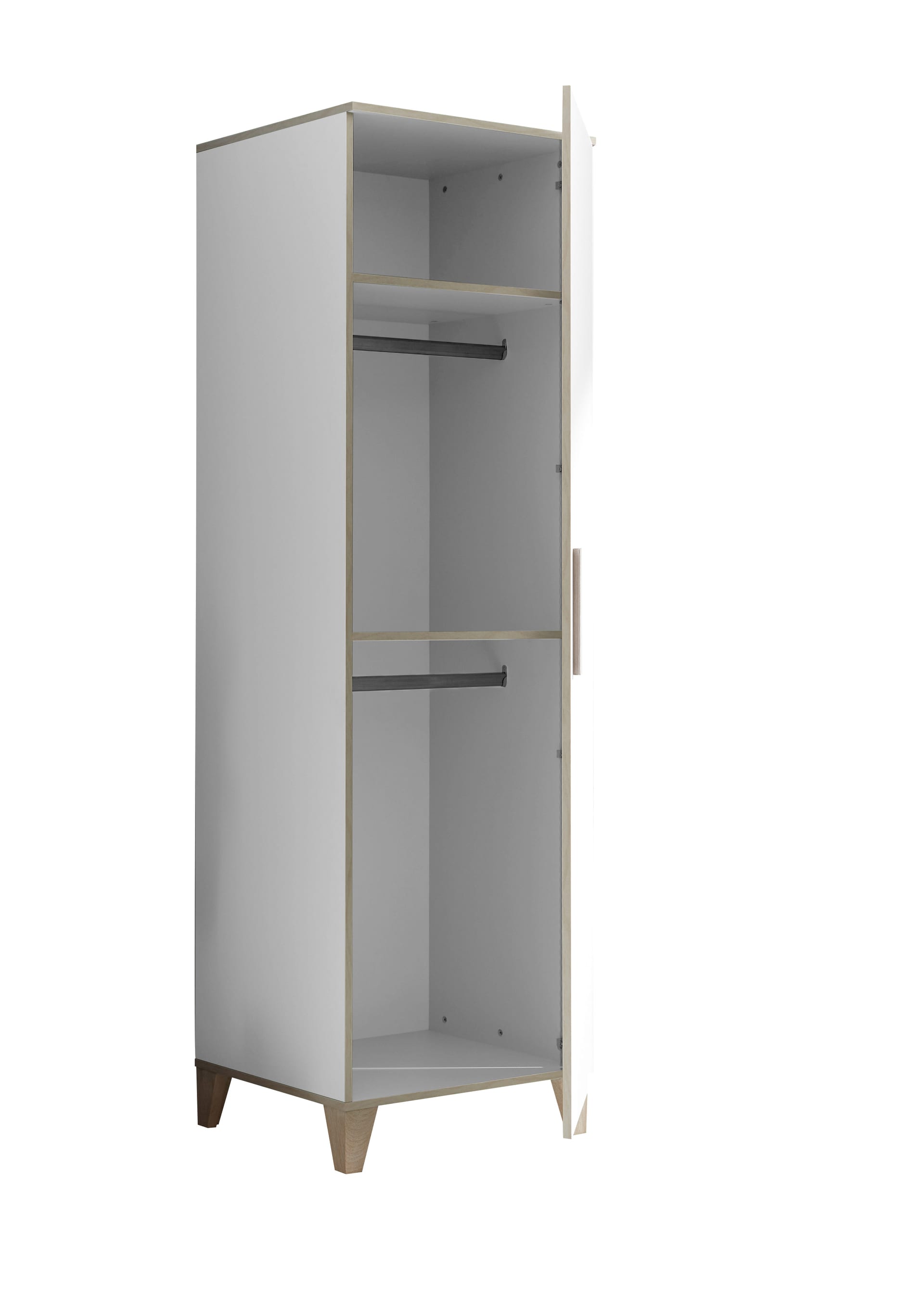 Kinder-Drehtürenschrank PRIZZI 60 x 200 cm weiß/ braun