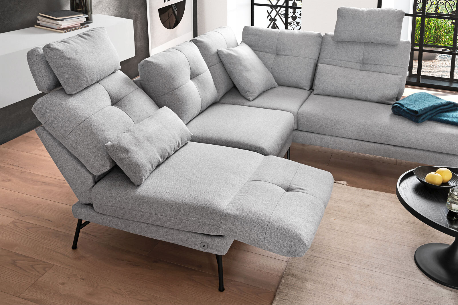 MONDO Ecksofa ASSEA 256 x 208 cm Mono lightgrey