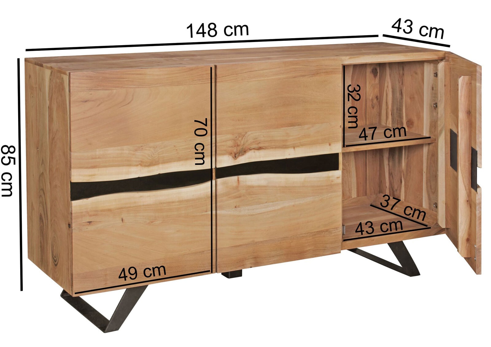 CASAVANTI Sideboard 148 x 85 cm braun