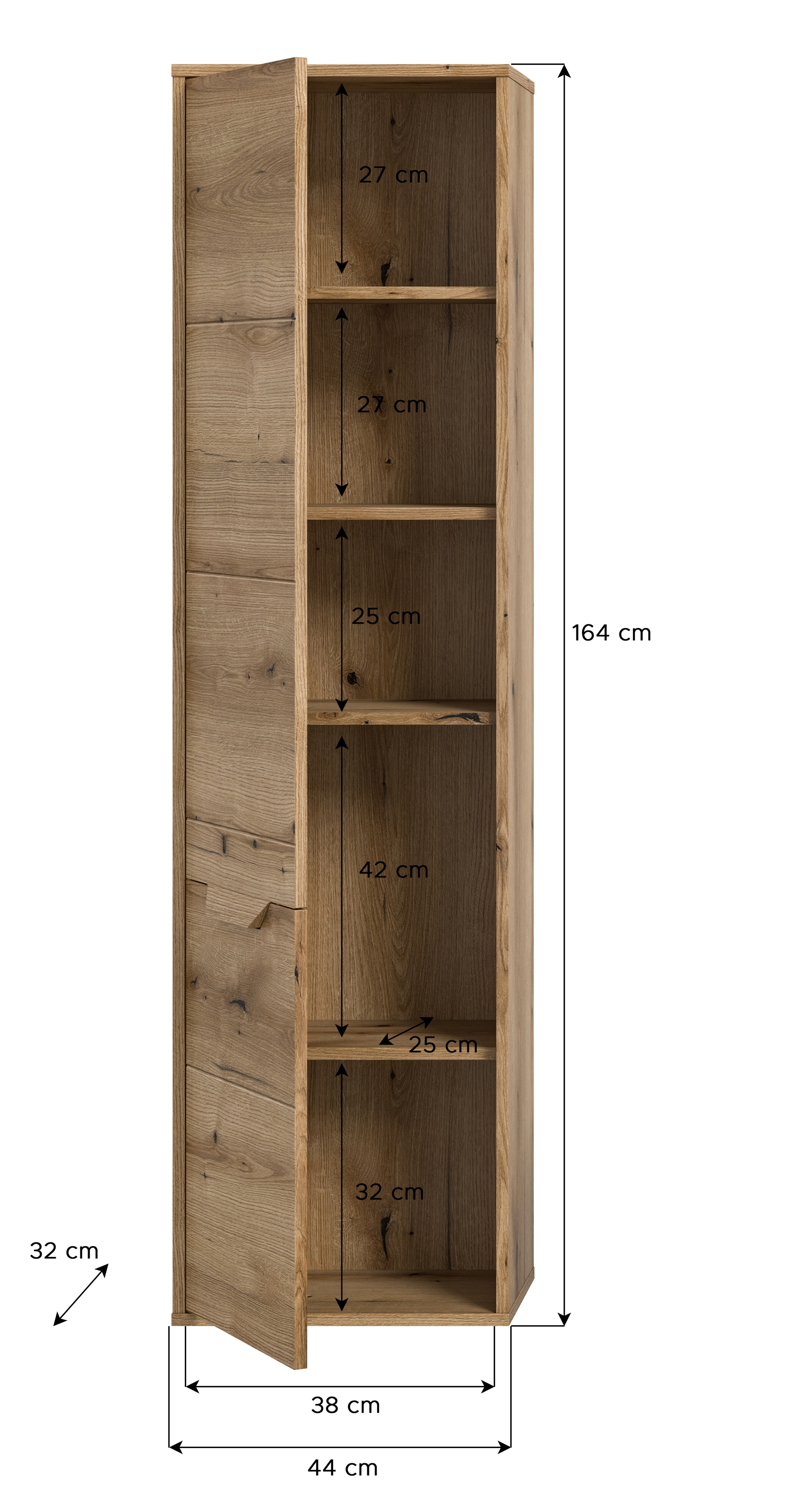 Bad-Hochschrank ZENO braun 164cm