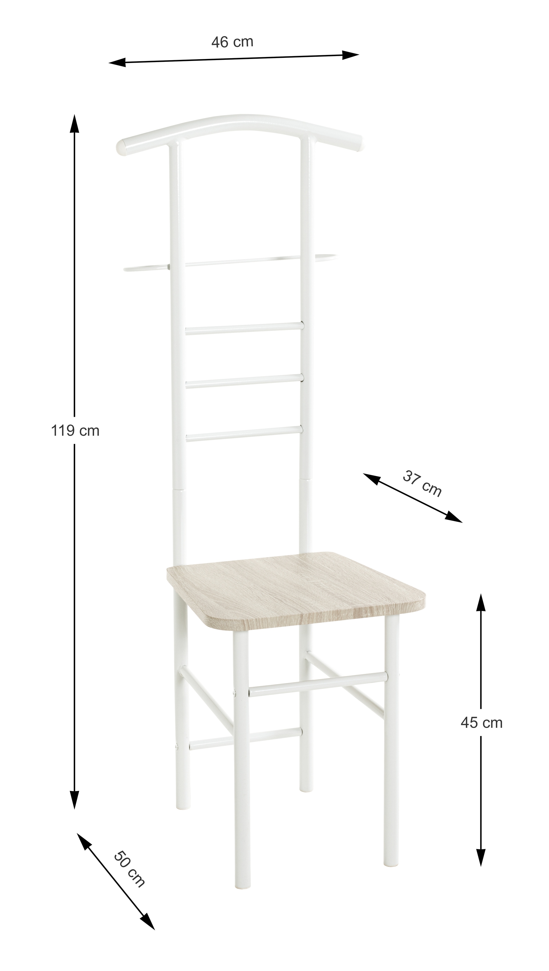 Herrendienerstuhl 48 x 37 x 116 cm Metall weiß