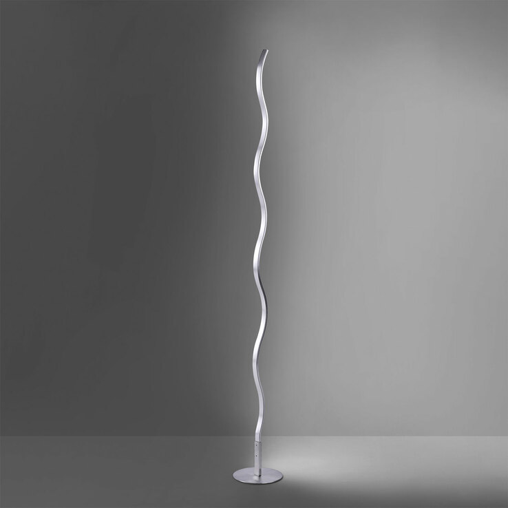 JUST LIGHT LED Stehlampe WAVE 120 cm stahlfarbig