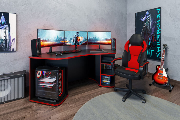 CASAVANTI Gaming Tisch TRON 196 x 85/76 cm NB anthrazit /rot