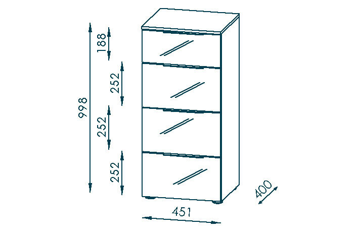 CASAVANTI Kommode COMO 45 x 100 x 40 cm Eiche-Dekor/weiß