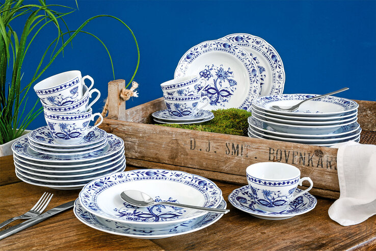KAHLA Tafelservice ROSSELLA Zwiebelmuster 12-teilig weiß/blau