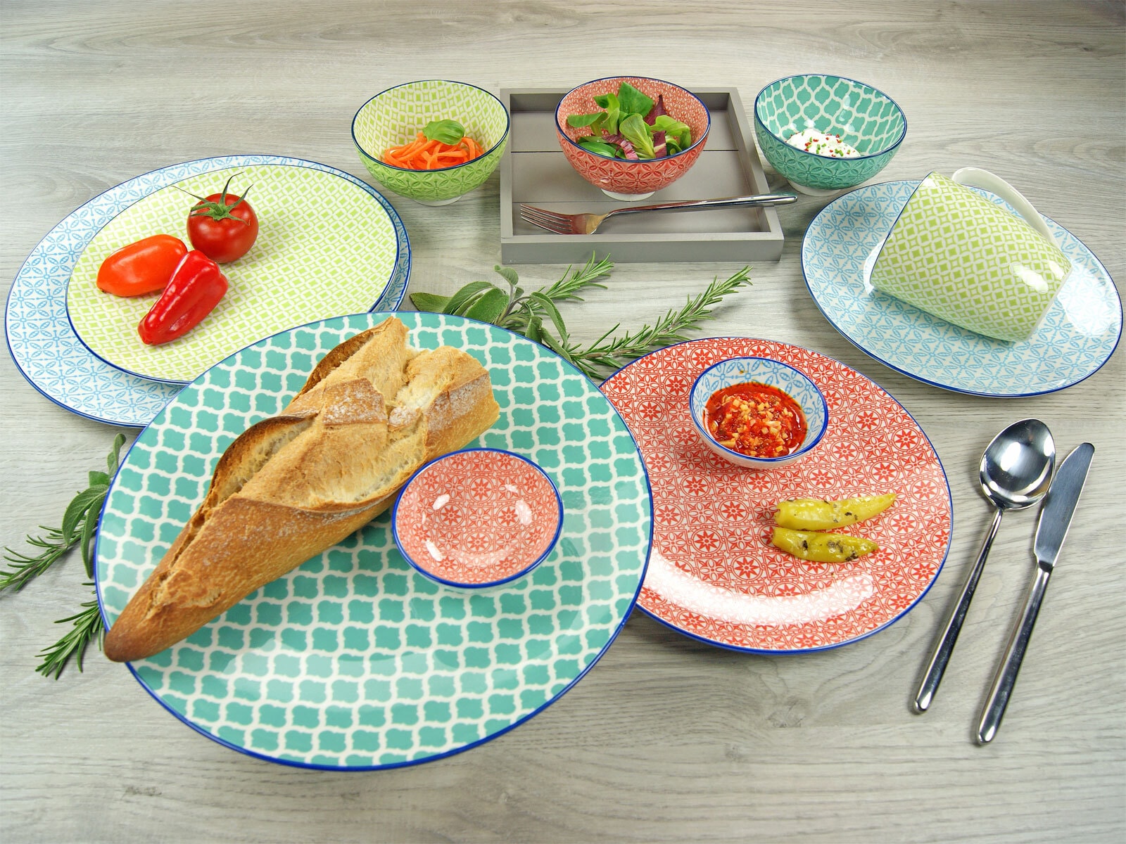 CreaTable Müslischale MEDITERRAN 4er Set 15 cm rot