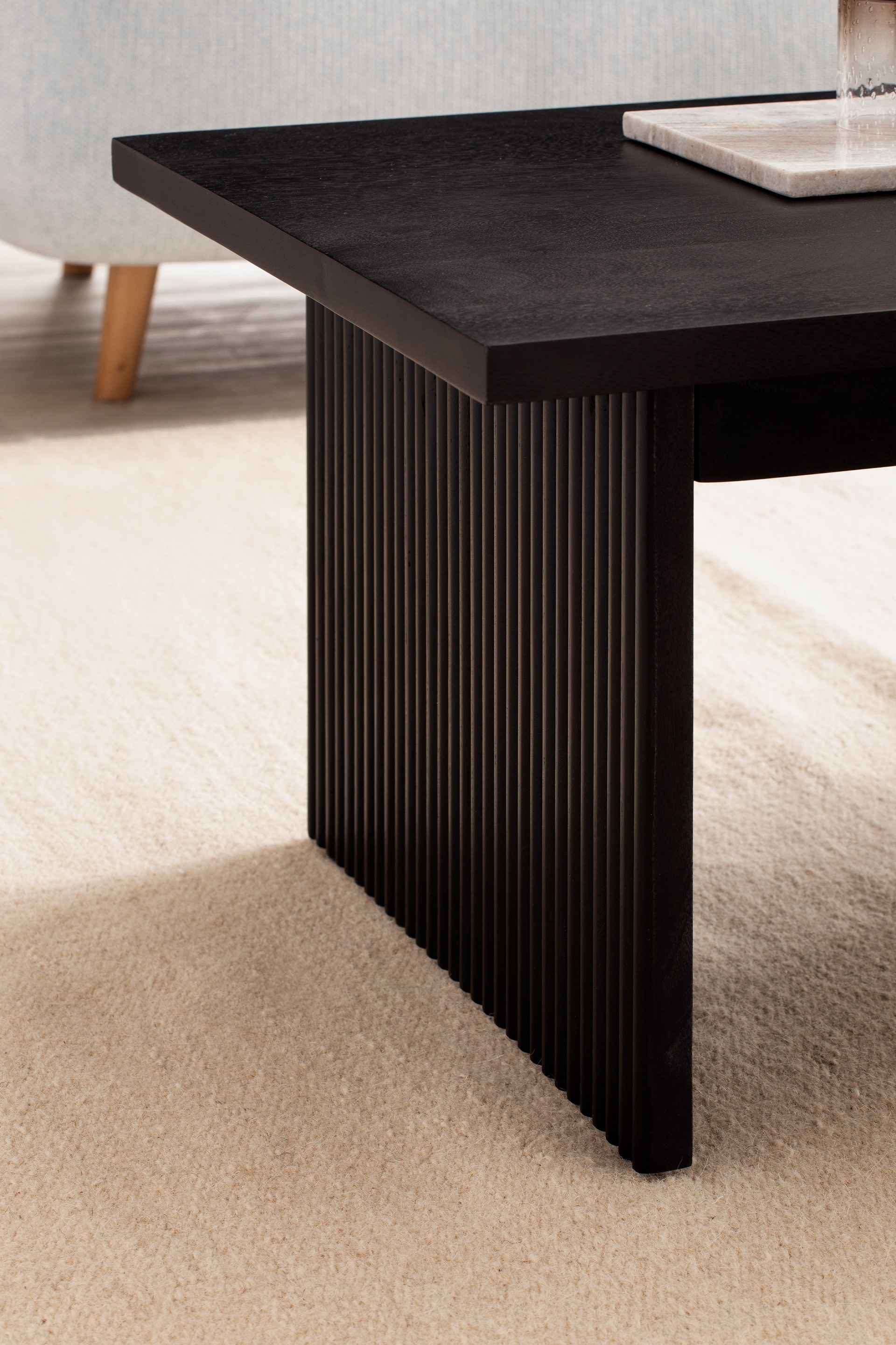 CASAVANTI Couchtisch 110x55 cm Massivholz Mango schwarz