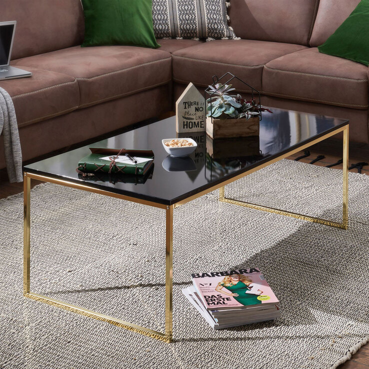 Couchtisch 120 x 60 cm Goldfarbig/ Schwarz