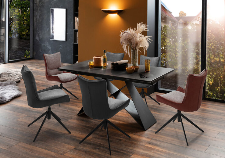 CASAVANTI Esstisch KOBE 160-240 x 90 cm anthrazit/ schwarz