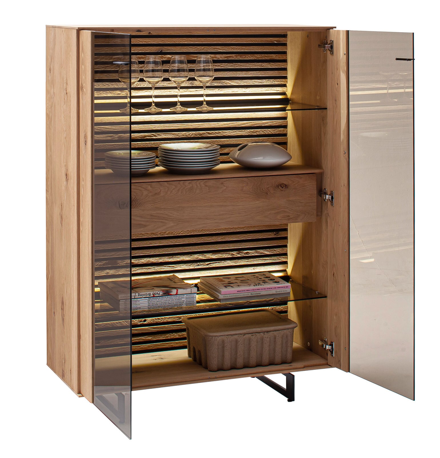 SCHÖNER WOHNEN-Kollektion Highboard YONNA 106 x 138 cm braun