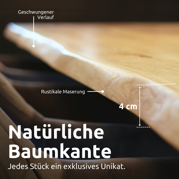 holz4home Esstisch 140 x 80 cm Eiche massiv/X-Gestell schwarz
