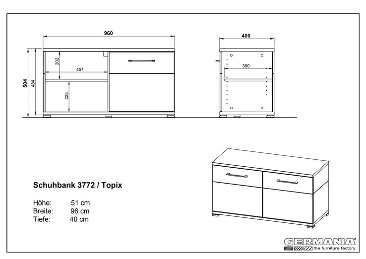 Schuhschrank THEO 96 x 51 cm Weiß/ Navarra Eiche NB