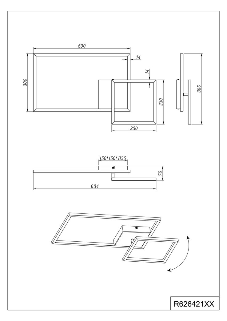 RL LED Deckenlampe PADELLA schwarz