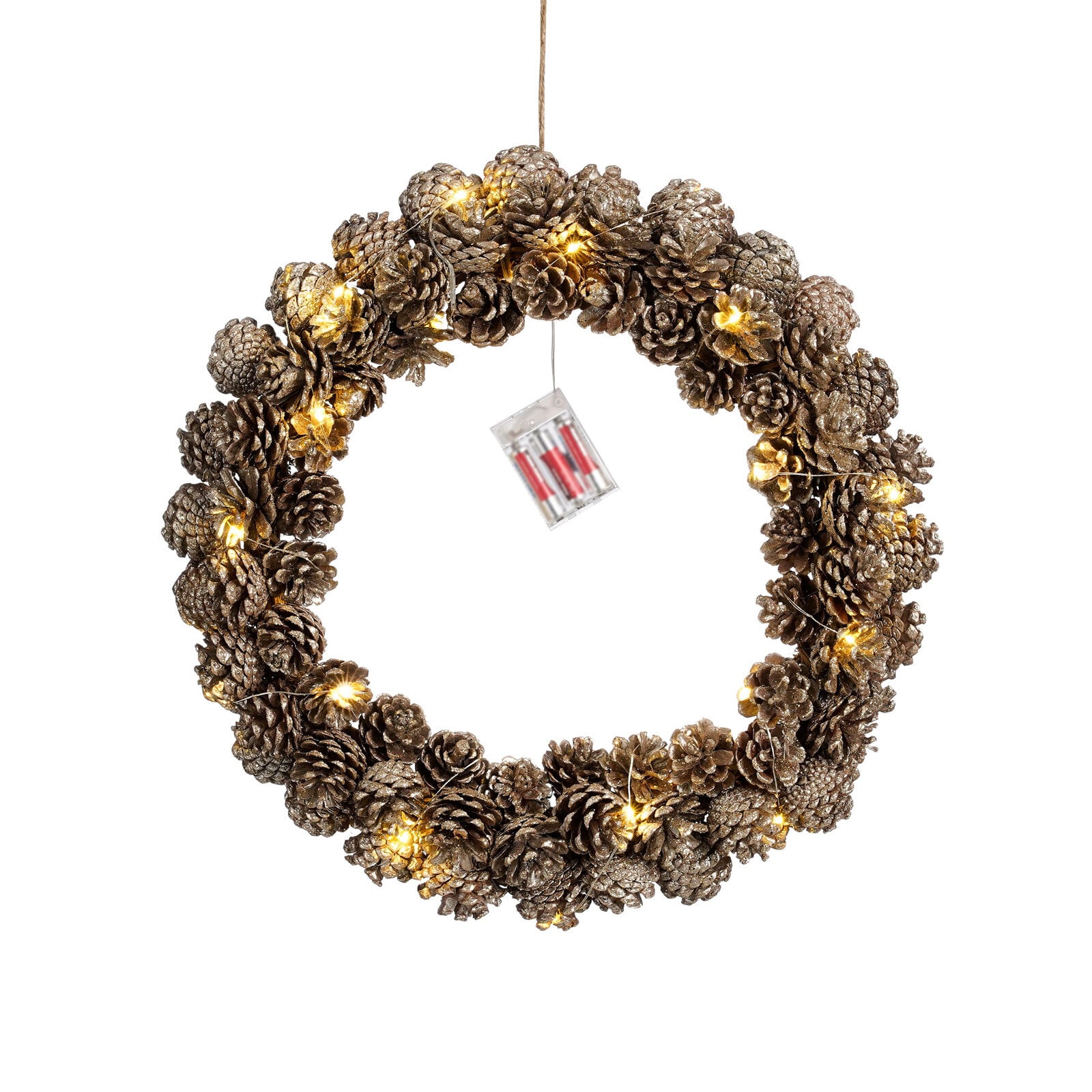 MICA DECORATIONS LED Lichtobjekt Weihnachtskranz 48 cm braun /champagner