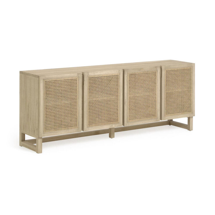 Kave Home Sideboard REXIT Zedrachholz massiv/Rattan 180 x 70 cm
