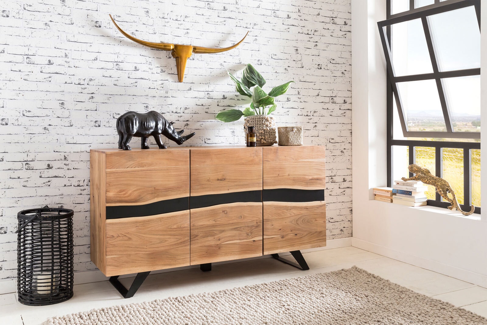 Sideboard 148 x 85 cm braun