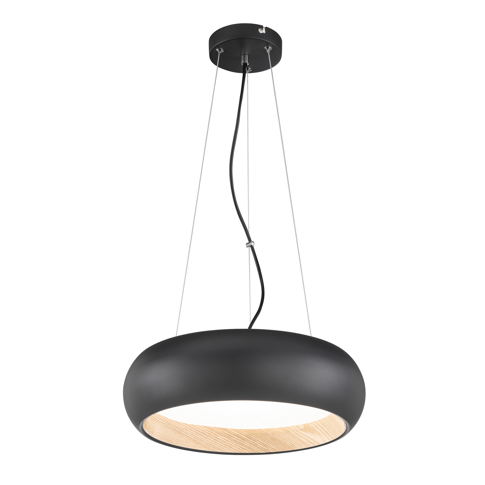 SCHÖNER WOHNEN-Kollektion LED Pendelleuchte WOOD 40 cm schwarz