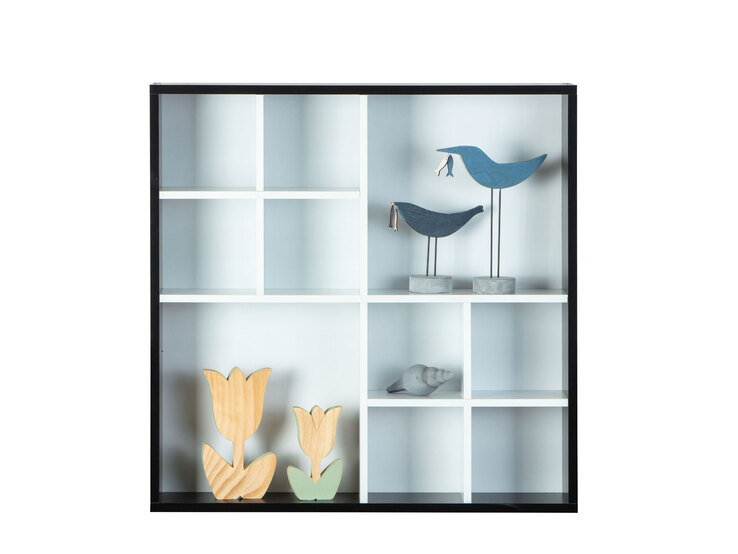 Sammlervitrine PETER 70x70x13 cm Schwarz/Weiß