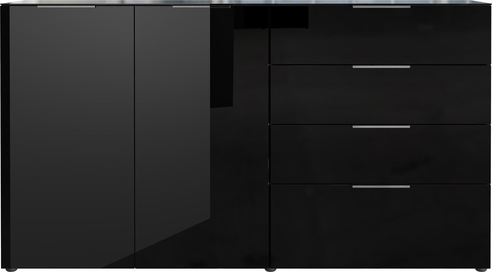 CASAVANTI Sideboard OAKLAND 184 x 102 cm Glas Schwarz/Schwarz