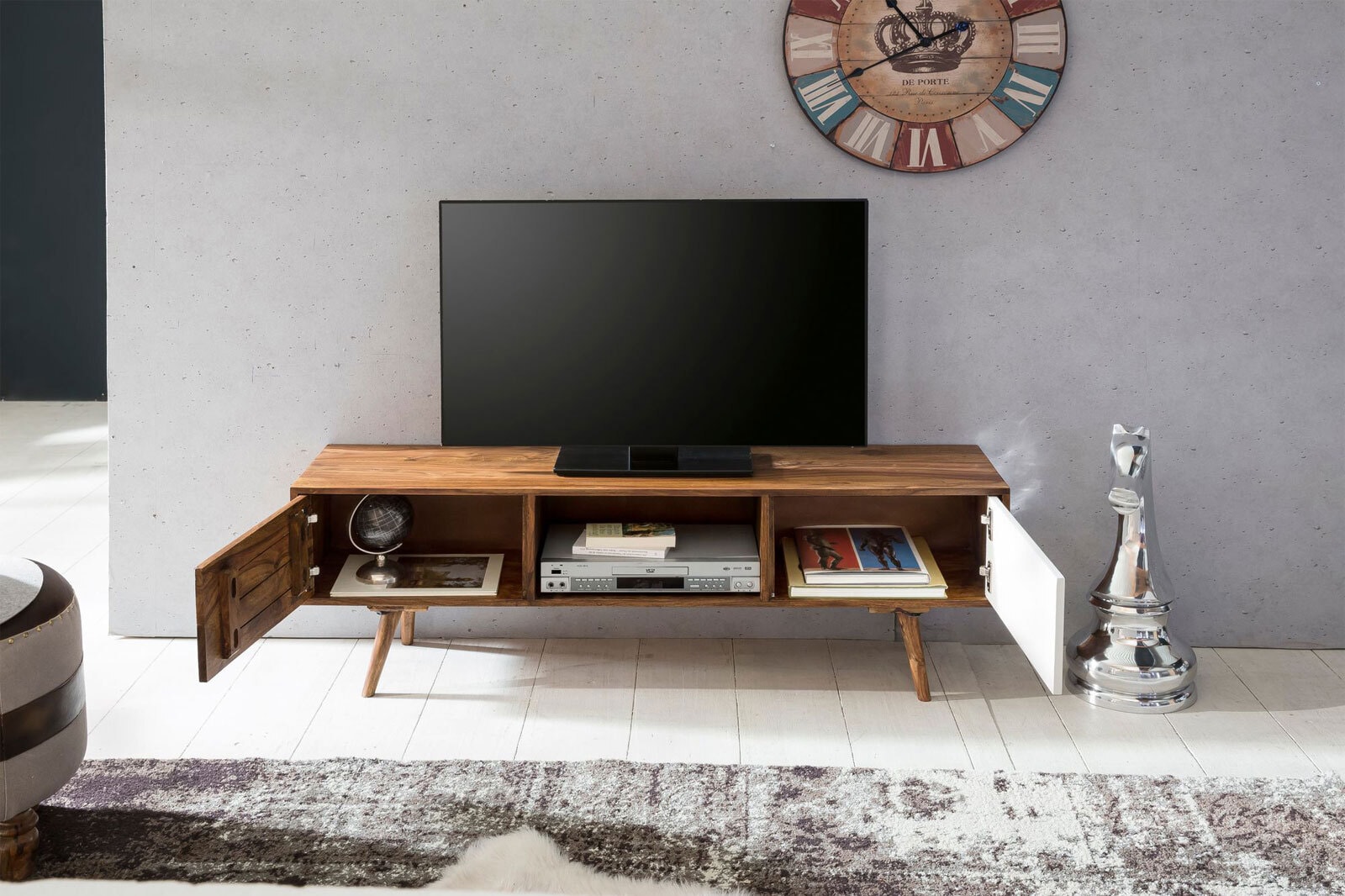 CASAVANTI TV-Lowboard 140 x 45  cm braun/ weiß