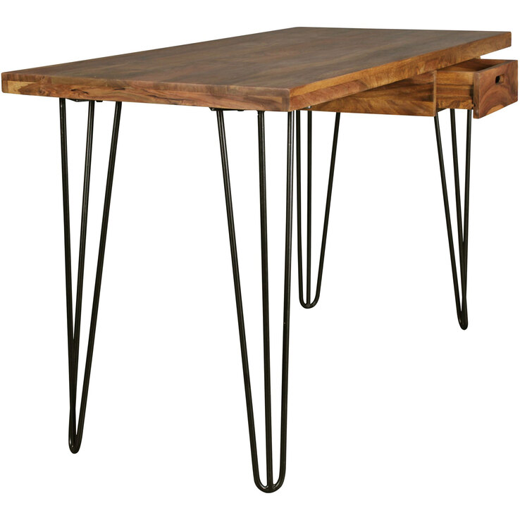 Schreibtisch mit Schublade 130 x 76 cm Braun Schwarz