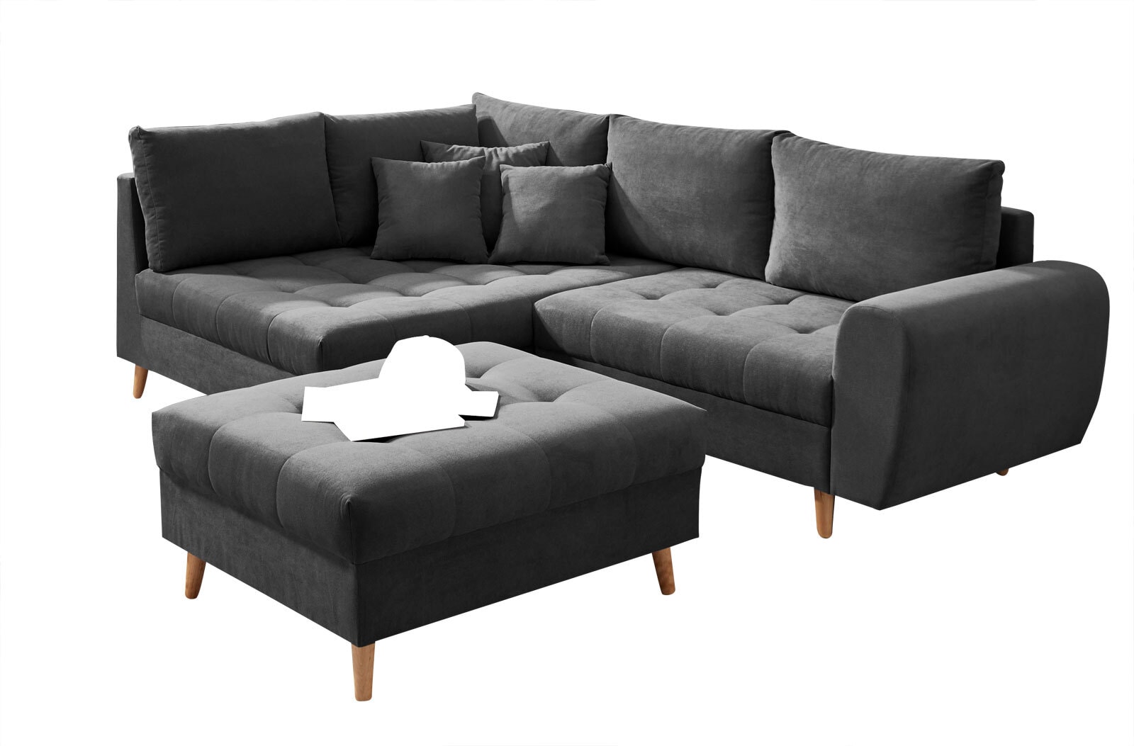 Ecksofa mit Hocker AMALIA L anthrazit