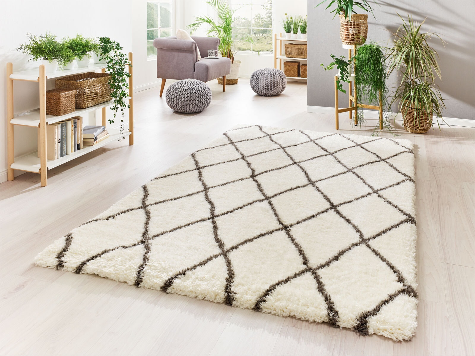 Hochflorteppich FLOKI MARROKKO 60 x 90 cm beige