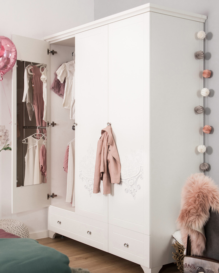 Kinder-Drehtürenschrank BOHO weiß